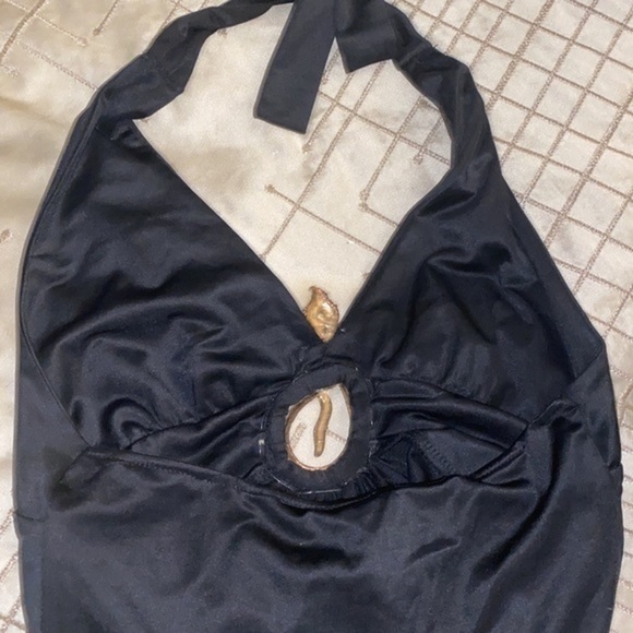 Hot open back gold snake summer elegant sexy black top elongated - Picture 4 of 5